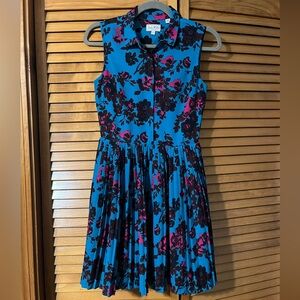Jack Wills Blue and Pink Floral Midi Dress